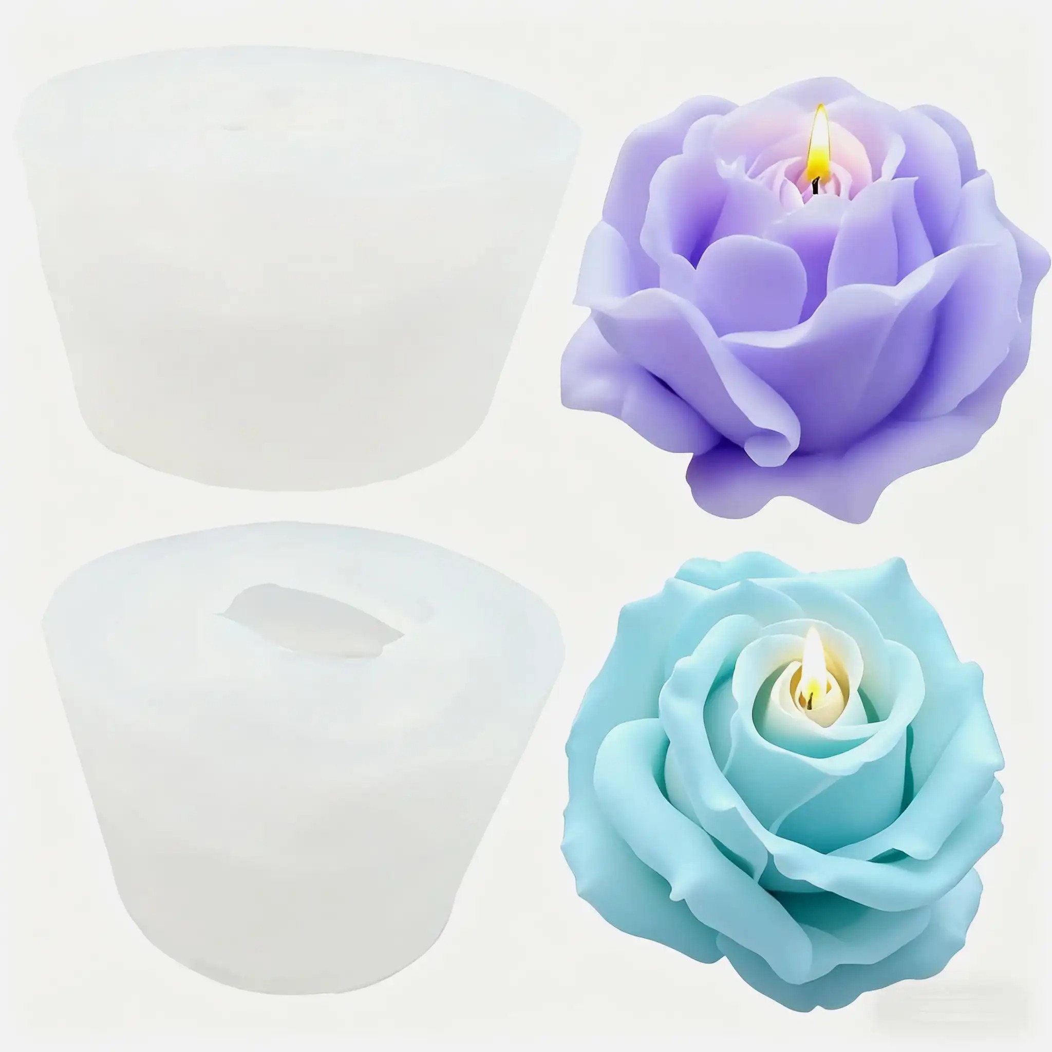 Soap Making Recipes - 2-delige romantische 3D Rose siliconen kaarsvormen