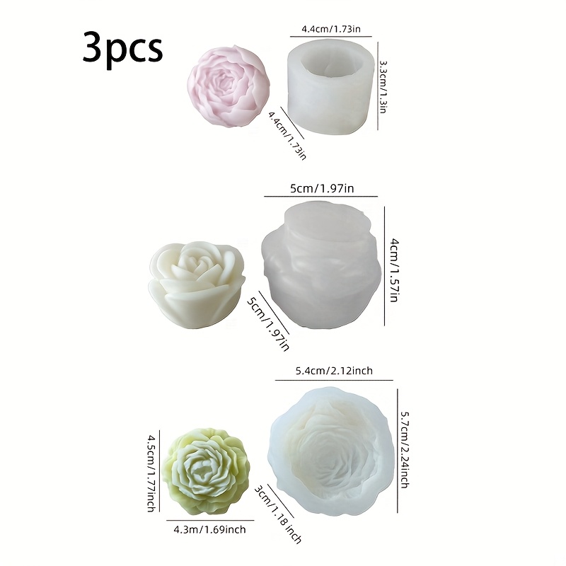 Soap Making Gel - 3 sets bloemige siliconen kaarsenvormen, perfect