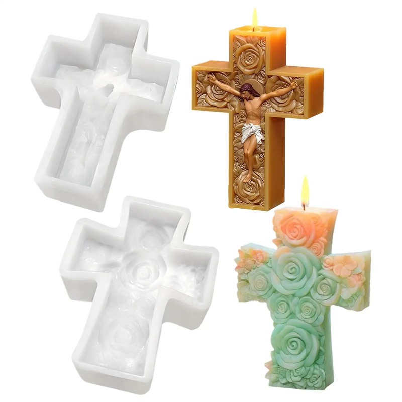 Soap Making Store - Bloem Kruis Jezus Siliconen Kaars Schimmel