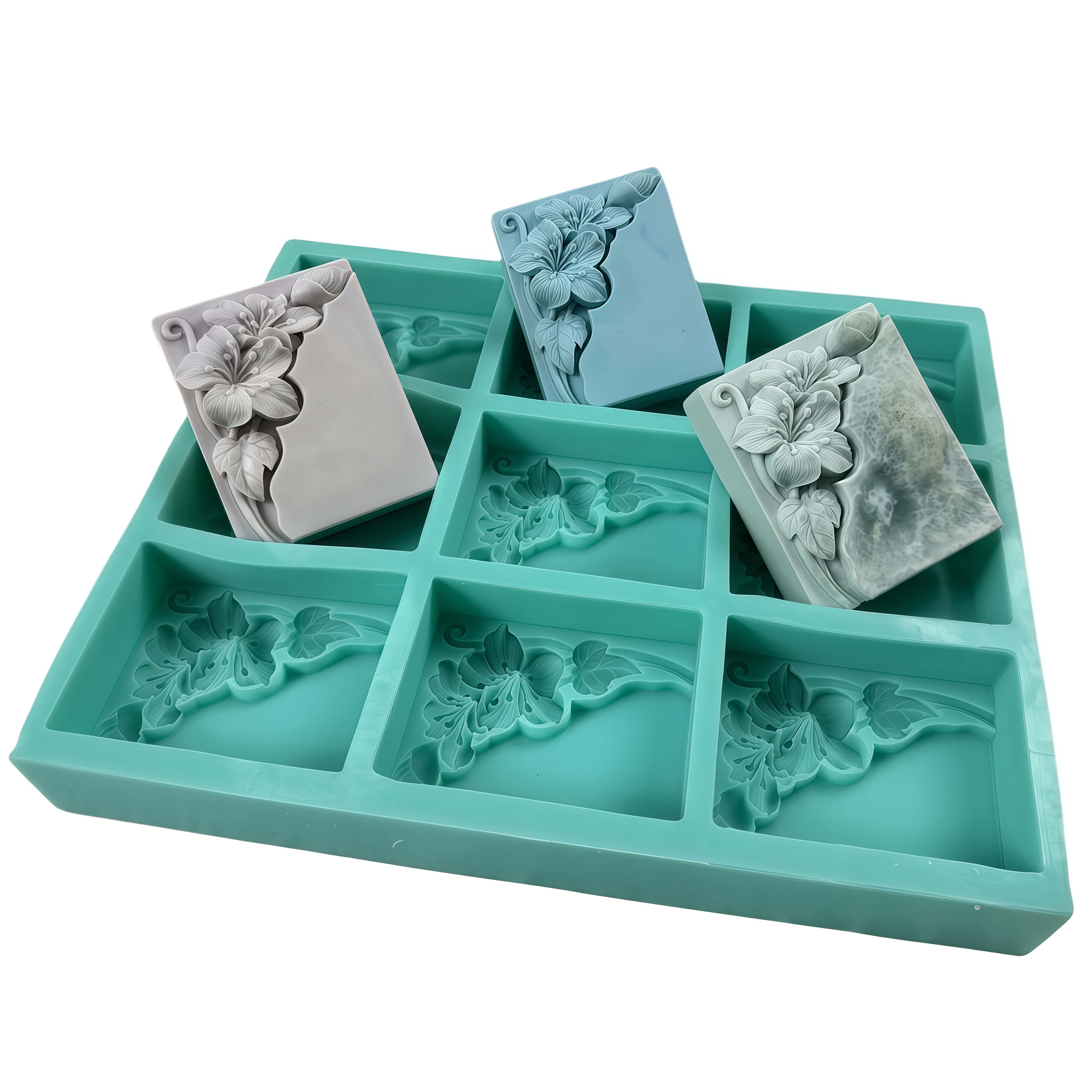 Soap Making Ideas - 9-holtes Tung Flower Soap Mold Floral