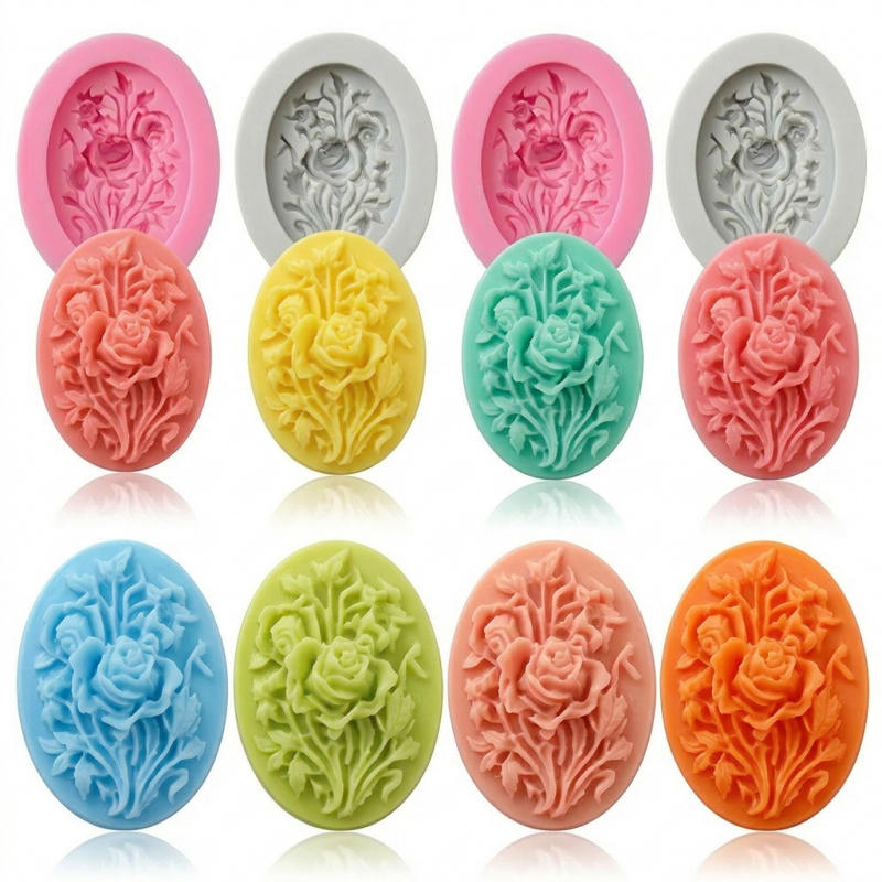 Soap Making Gel - 4 siliconenvormen met bloemvorm, gemakkelijk te