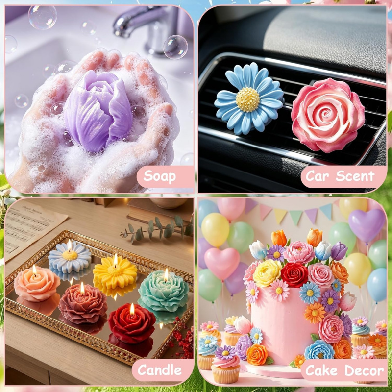 Bloemen siliconen kaarsvorm 4S - Soap Making Gel recensie en prijs