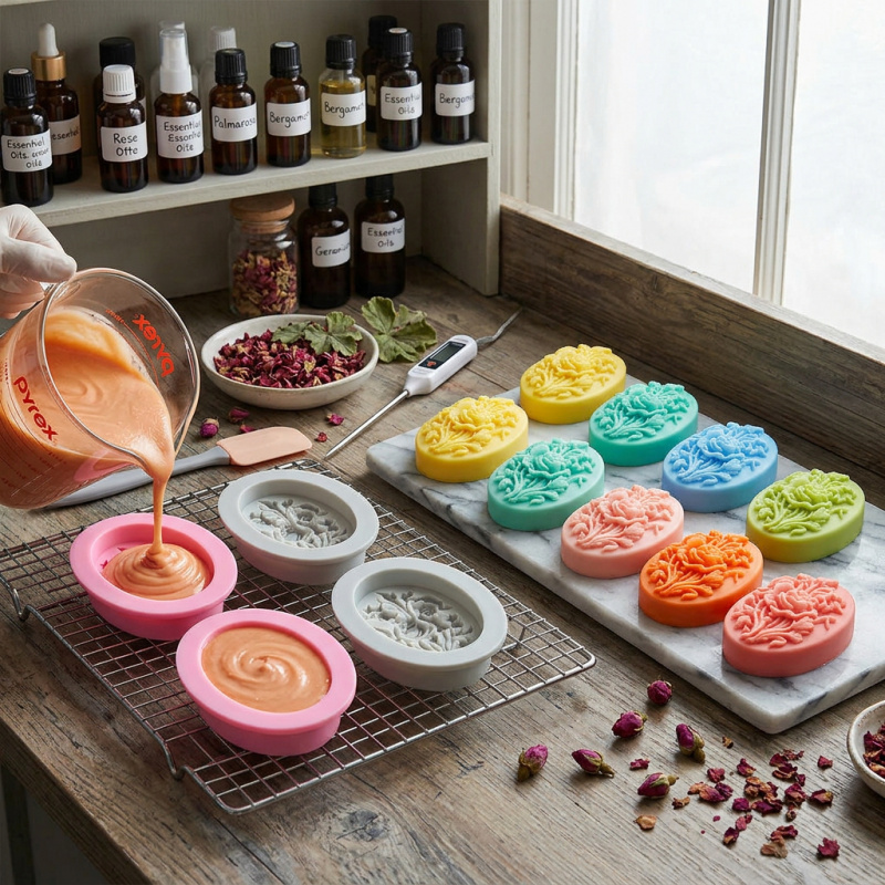 4 siliconenvormen met bloemvor - Soap Making Gel recensie en prijs
