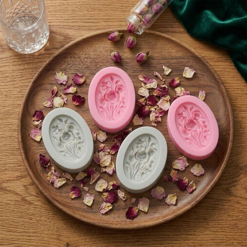 4 siliconenvormen met bloemvor - Soap Making Gel recensie en prijs